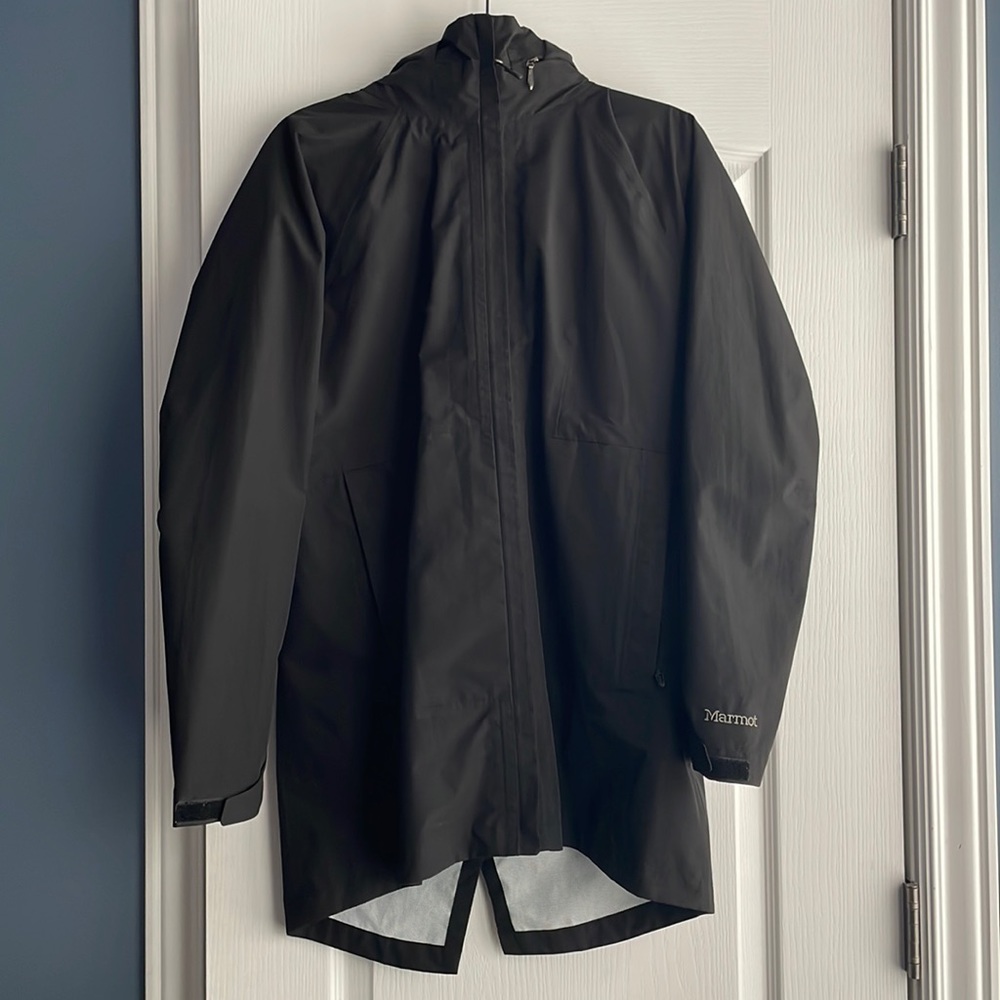 Marmot, Medium, Black, Thigh-Length Raincoat